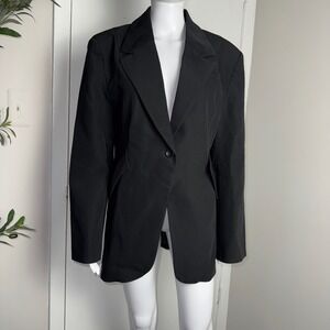 Commense Black Blazer Single Button Career Office Jacket Minimalist Women Size L
